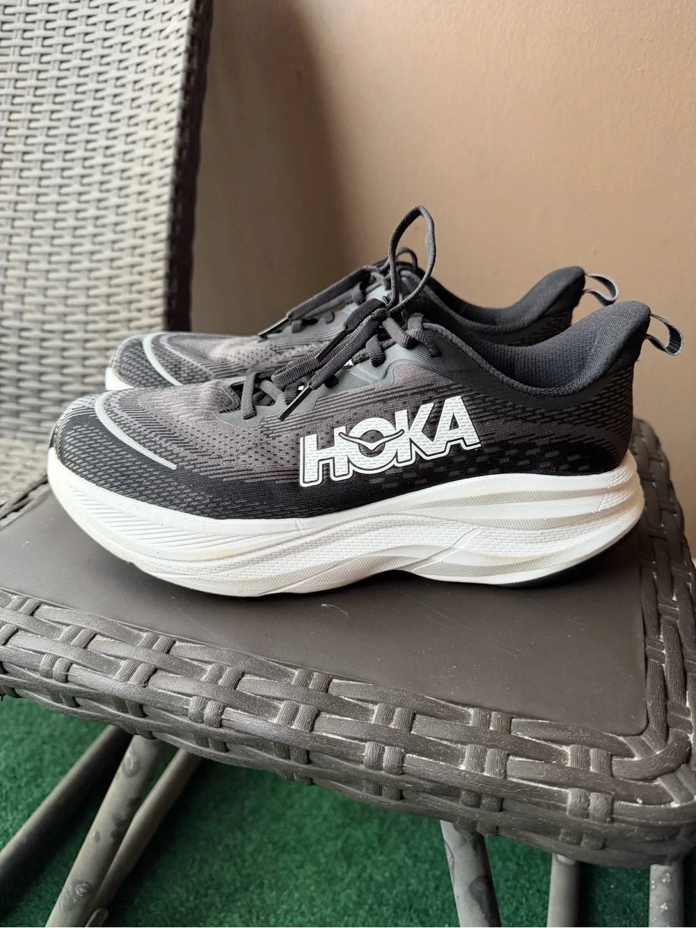 Hoka Mens Black & White Running Shoes